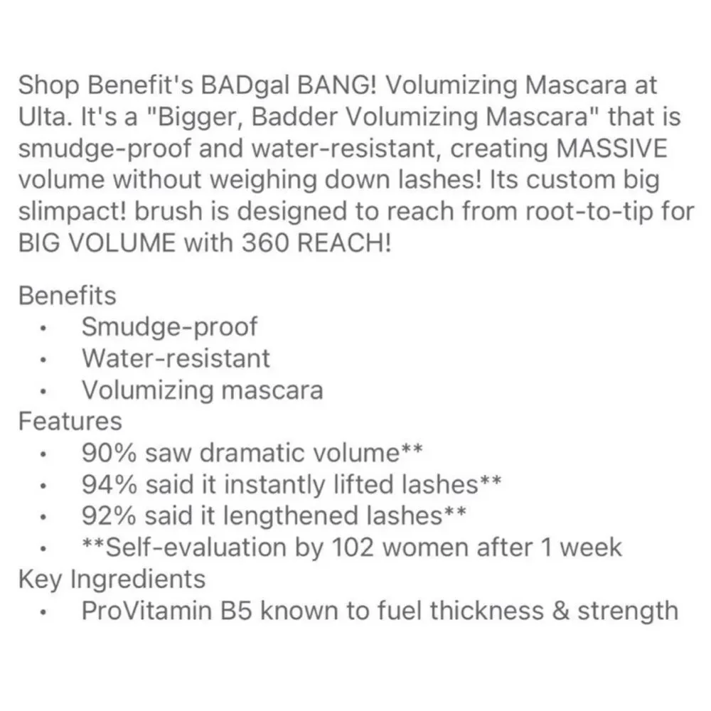 $6❤️‍🔥 Benefit Cosmetics BADgal Bang Volumizing Mascara BLACK 👁️ NEW IN BOX